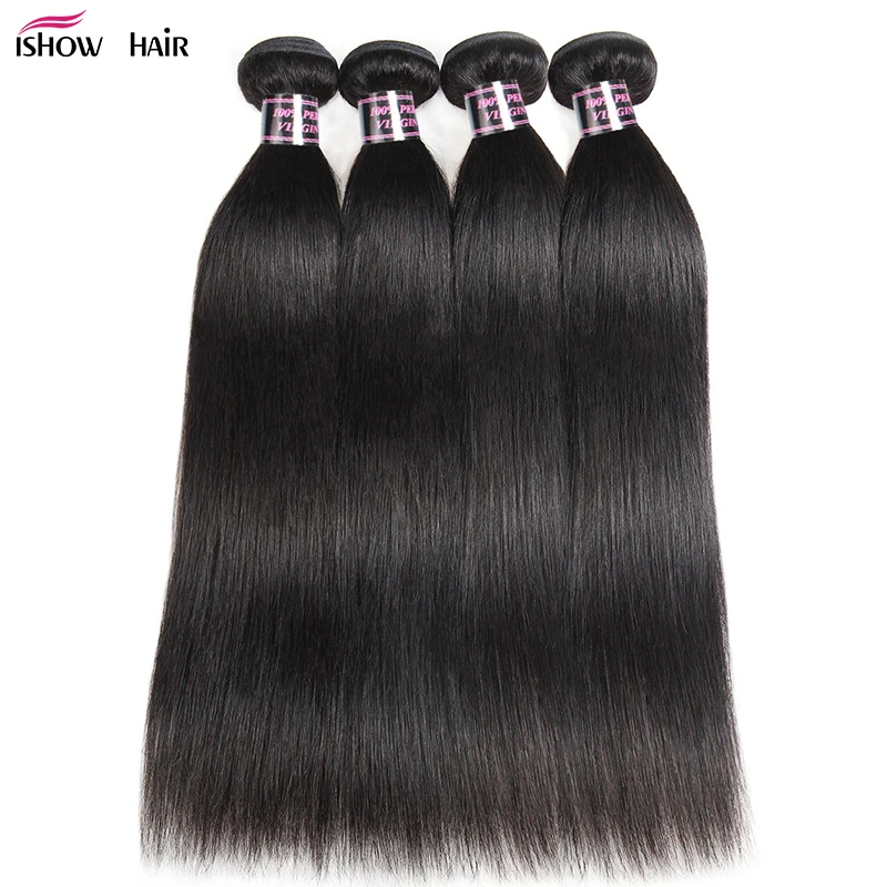 Ishow волосы 4 пряди прямые бразильские плетеные сделка 8 28 дюймов двойной уток 100% не