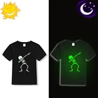 Детская светящаяся футболка с короткими рукавами для маленьких мальчиков и девочек, светящаяся в темноте детская Серебристая футболка