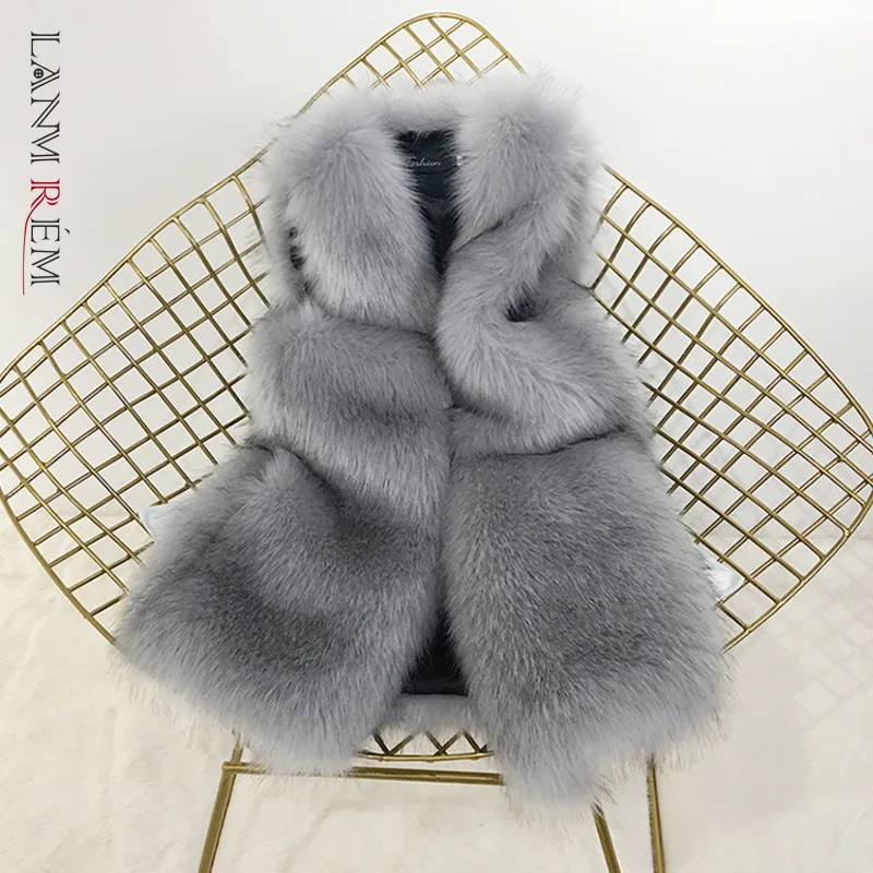 

LANMREM Fox Fur Vest Coat 2022 Winter New Female Temperament Solid Color Top Women's Fashion Clothes 2W1450