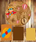 Круглая Панель, фон, тема для путешествий по миру, воздушный шар, декор для дня рождения, десертный стол, ткань, 3 цилиндра, крышка для стола