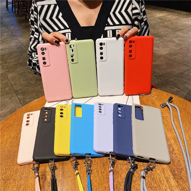 

Neck Lanyard Strap Cord Chain Case For Huawei Honor 10 20 9 9X lite 8X X10 MAX 20 Pro 9c 9s 9i 9A 30S 20e 10i 20i Soft Cover