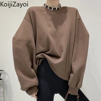 koijizayoi casual women solid loose hoodies fashion lady spring autumn sweatshirt chic korean outwear tops new arrival hoody