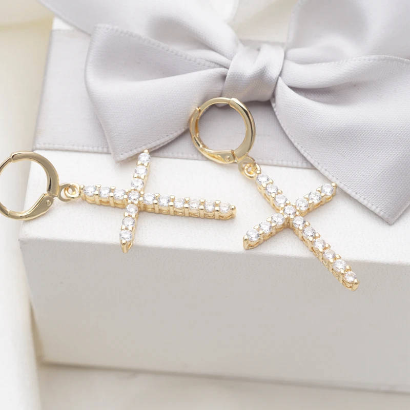 Женские длинные серьги с фианитами золотистые подвески подарочные украшения для