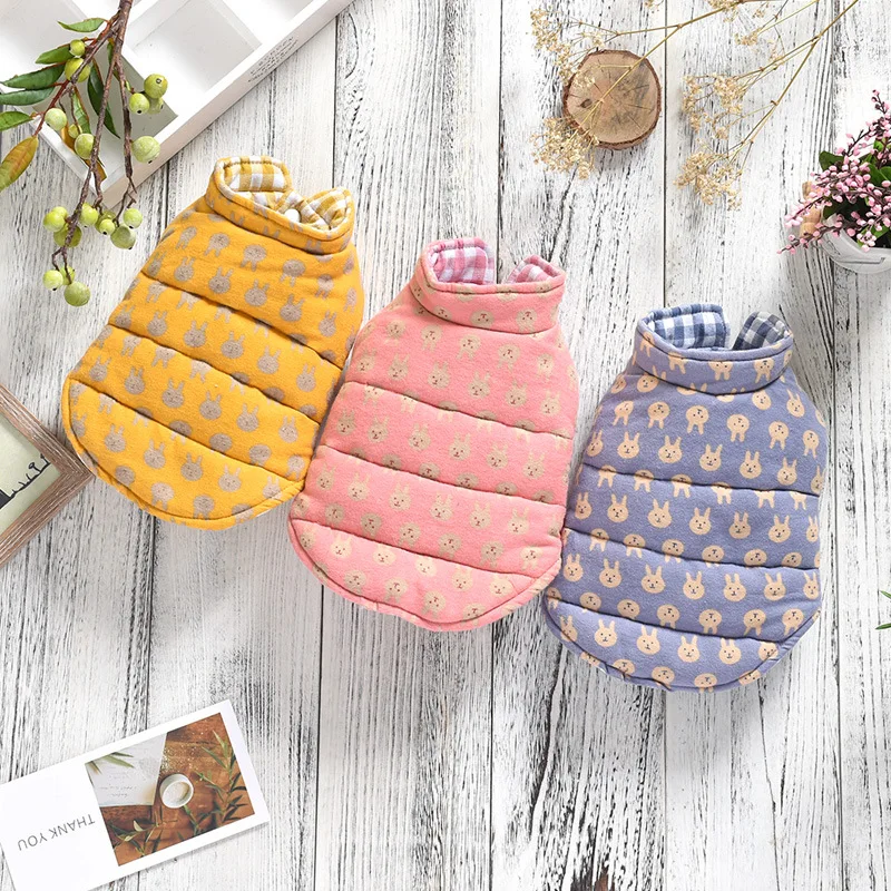 

Free delivery of dog clothes autumn and winter clothes Teddy small dog vest both sides wear pet winter warm cotton coat