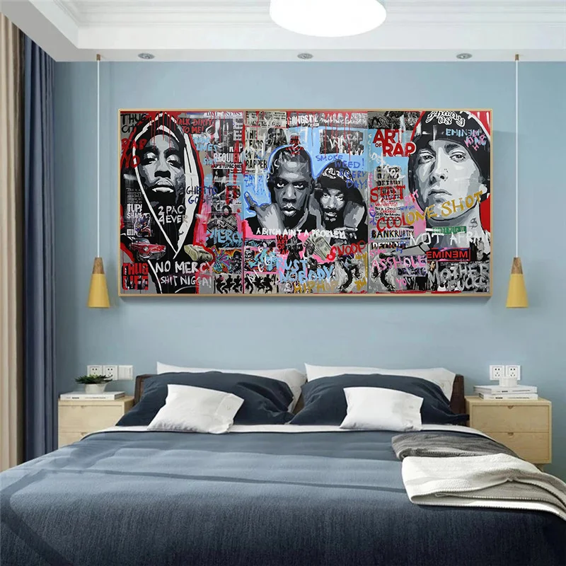 Граффити уличное искусство рэп музыка звезда холст картина хип-хоп рэпер плакат
