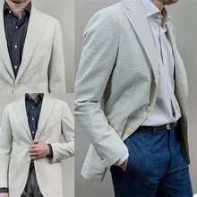 Costume Blazer à simple boutonnage pour homme, veste d'affaires décontractée et intelligente, sur mesure, quotidien, printemps été, 1 pièce  (4)