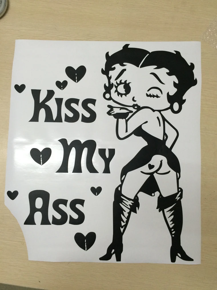 17 видов конструкций Betty Boop Наклейка на стену Крылья Ангела дьявол цыпленок поцелуй мою задницу виниловая наклейка детская спальня настенная наклейка для детской комнаты домашний декор - Цвет: H98cm x W85cm