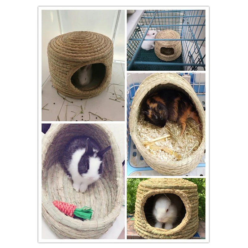 

Small Pet Supplies Drop Ear Rabbit Nest Warm Grass Nest Guinea Pig Nest Dutch Pig Pet Products Hand Woven Castle Grass House