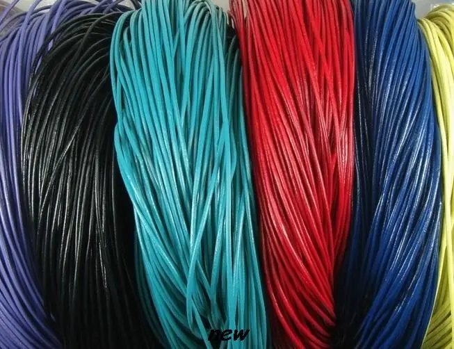 

2mm cg34rsor mixed color Jewelry Black brown real Round Genuine Leather cords Necklace Bracele Cord string Rope crystal