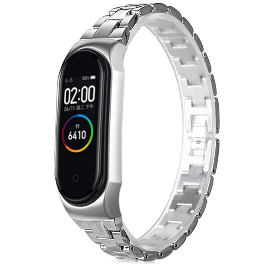Бабочка Пряжка Mi Band 4 ремешок для Mi Band 4 3 Мини нержавеющая сталь металлический однотонный ремень браслет для Mi Band 3 Ремешок Браслет