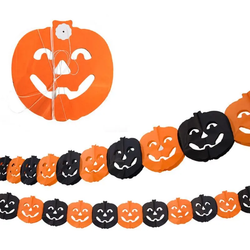 

Paper Garlands Pumpkin Paper Banner Halloween Banner for Home 10 Pcs/3M/10FT X4YD