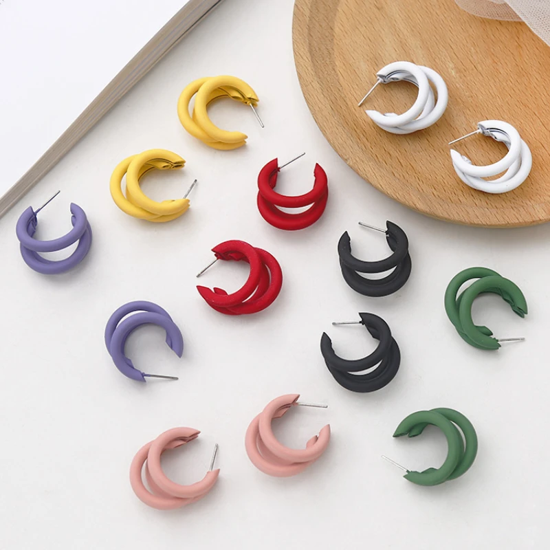 

Женские многослойные серьги-кольца, разноцветные Круглые серьги U-образной формы в Корейском стиле, ювелирные украшения