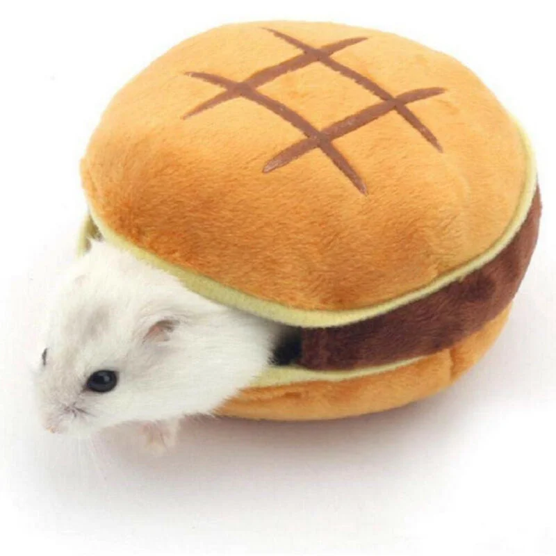 

Creative Hamburger Form Hamster Rat Hangmat Nest Pad Pluche Spons Soft Pet Cozy Cavia Bed House Small Animal Winter warm