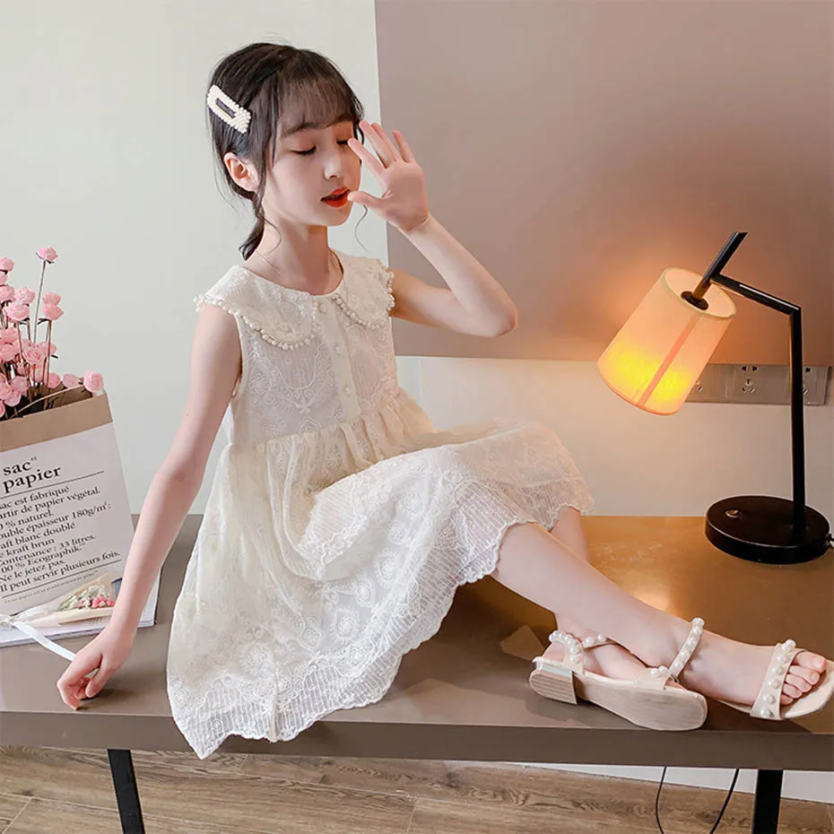 Летние платья для девочек детские праздничные с цветочной вышивкой платье без