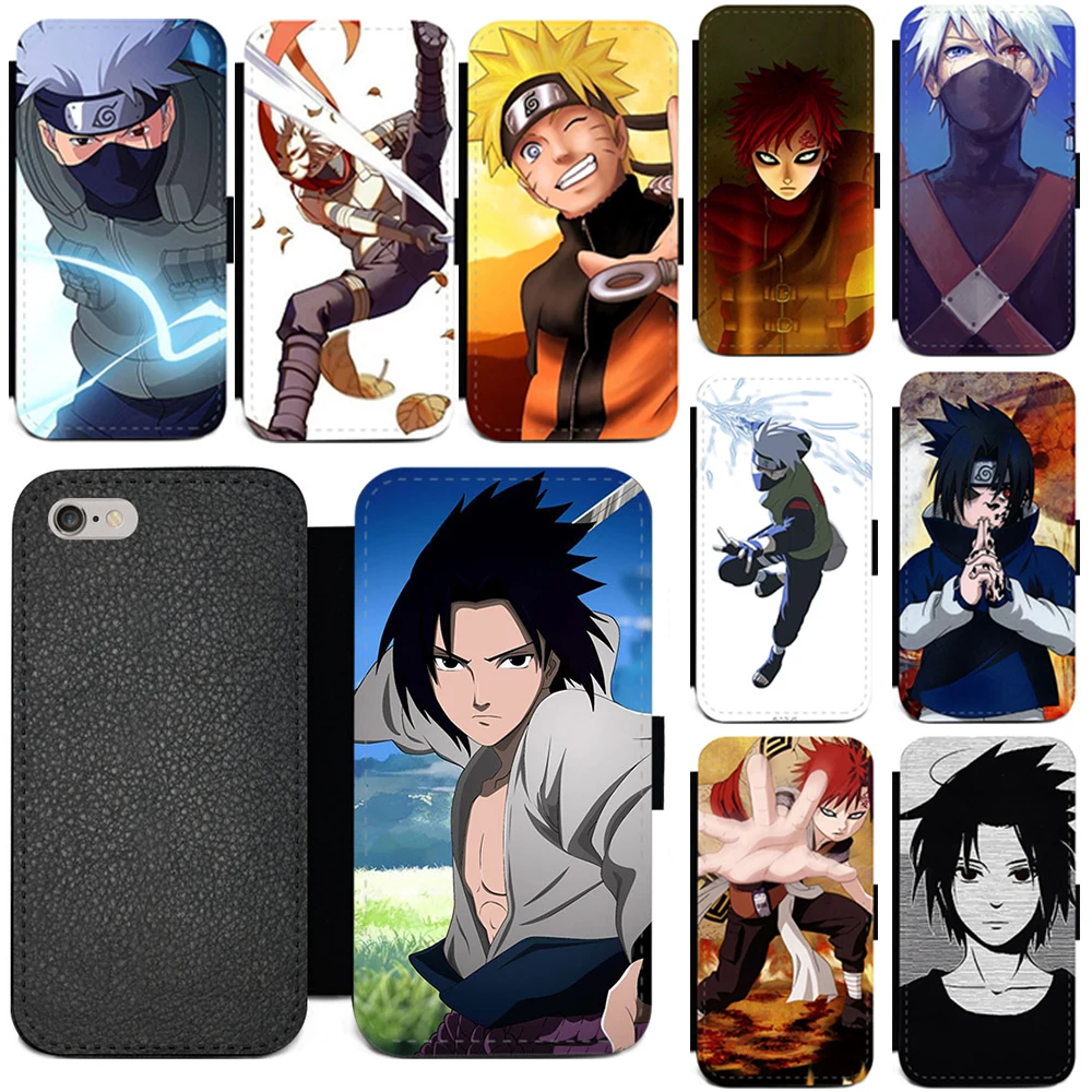 Классный мультяшный Чехол книжка из искусственной кожи с аниме Наруто Саске