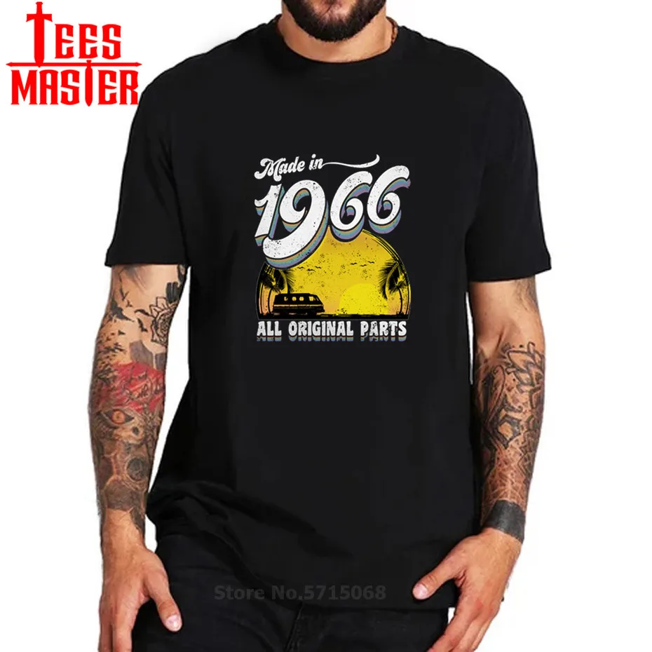 Geek Parody Made in 1966 All Original Parts Men's T shirt 52th Birthday Gift Retro Tee Best father present vintage T-shirts | Мужская
