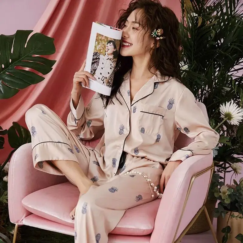 2020 пижамы для женщин ледяной шелк домашний сервис Женская милая девушка