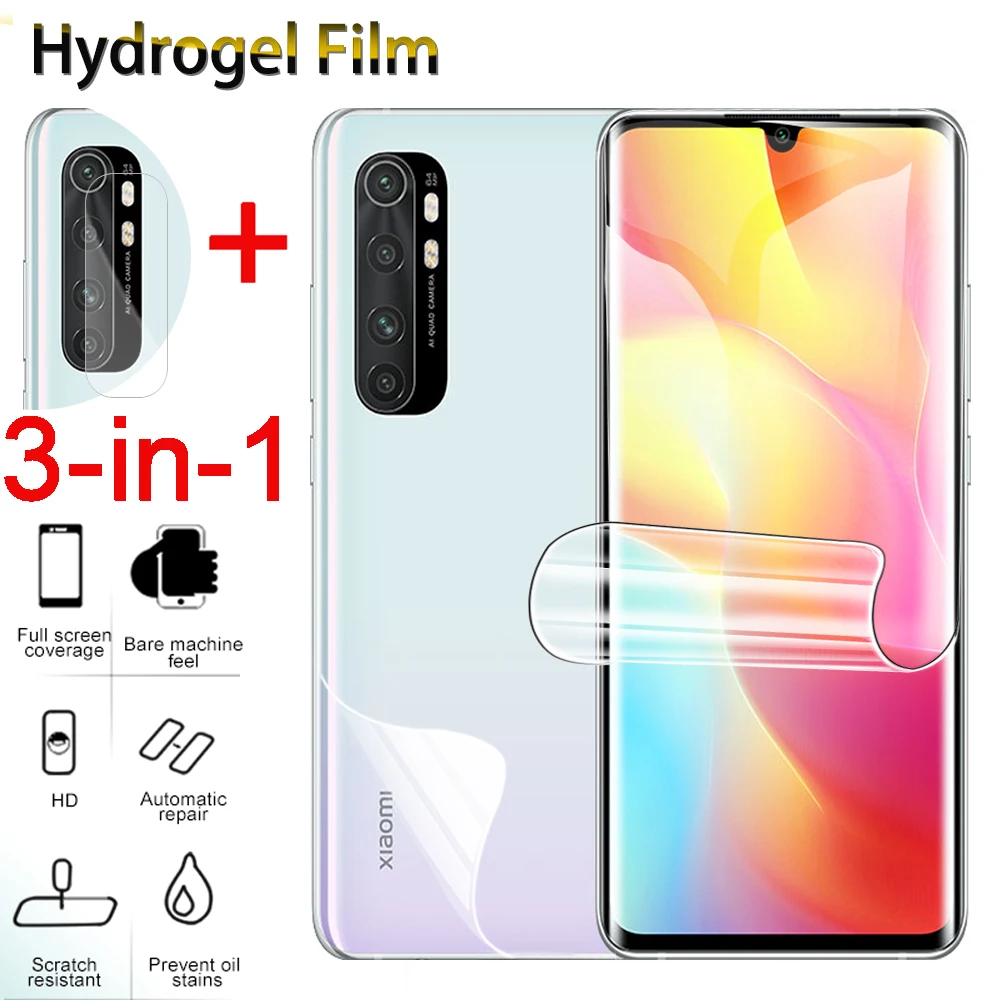 3 в 1 Гидрогелевая пленка для защиты экрана и объектива камеры Xiaomi Mi Note 10 pro Note10 Lite