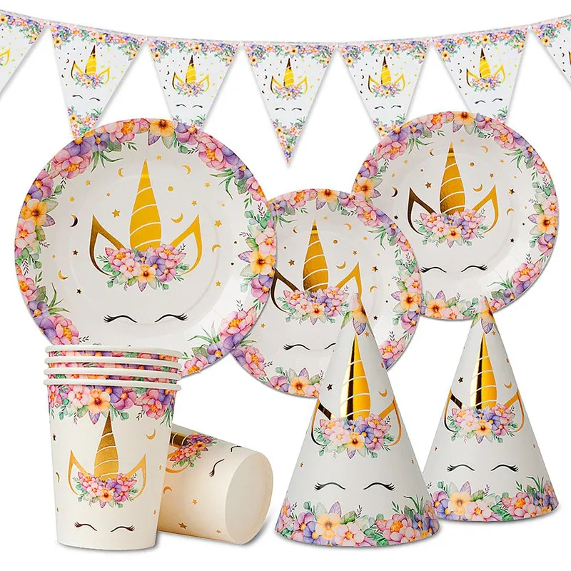 Вечерние принадлежности в виде единорога для детей украшения на день рождения