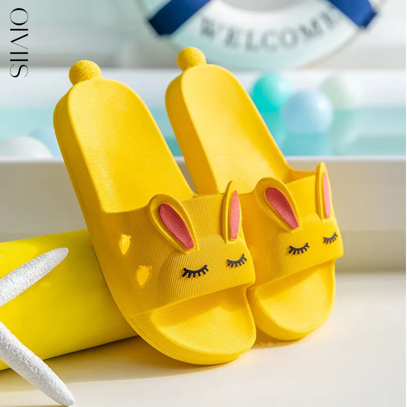 Детские пляжные шлепанцы с мультяшным Кроликом домашние тапочки сандалии