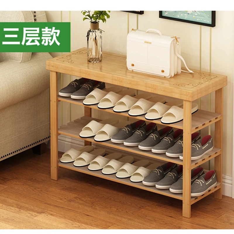 Shoe rack household solid wood economical simple shoe cabinet door multi-layer dustproof stool and modern | Мебель