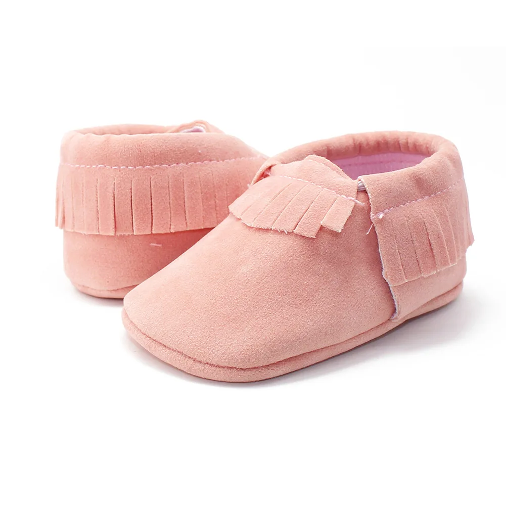Zapatos de borla firme para beb&eacute; y ni&ntilde;a, zapatos de cuna de suela suave para beb&eacute;, de algod&oacute;n s&oacute;lido para primeros pasos de 0 a 18 meses-3