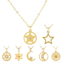 stainless steel necklace gold color star party womens pendant necklace fashion female choker necklaces simple star jewelry gift