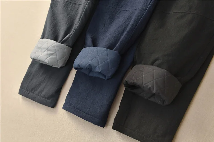

Aransue Autumn and winter 2019 female pants new cotton and linen trousers elastic waist warm and thin Chinese style Haren pants
