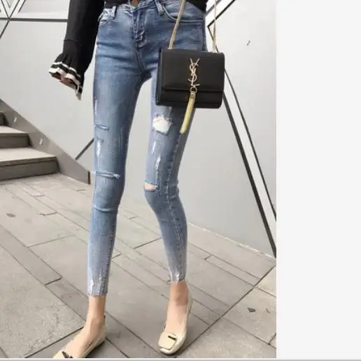 2019 осень лето новые женские джинсы штаны брюки алмазный карандаш LJ55 |