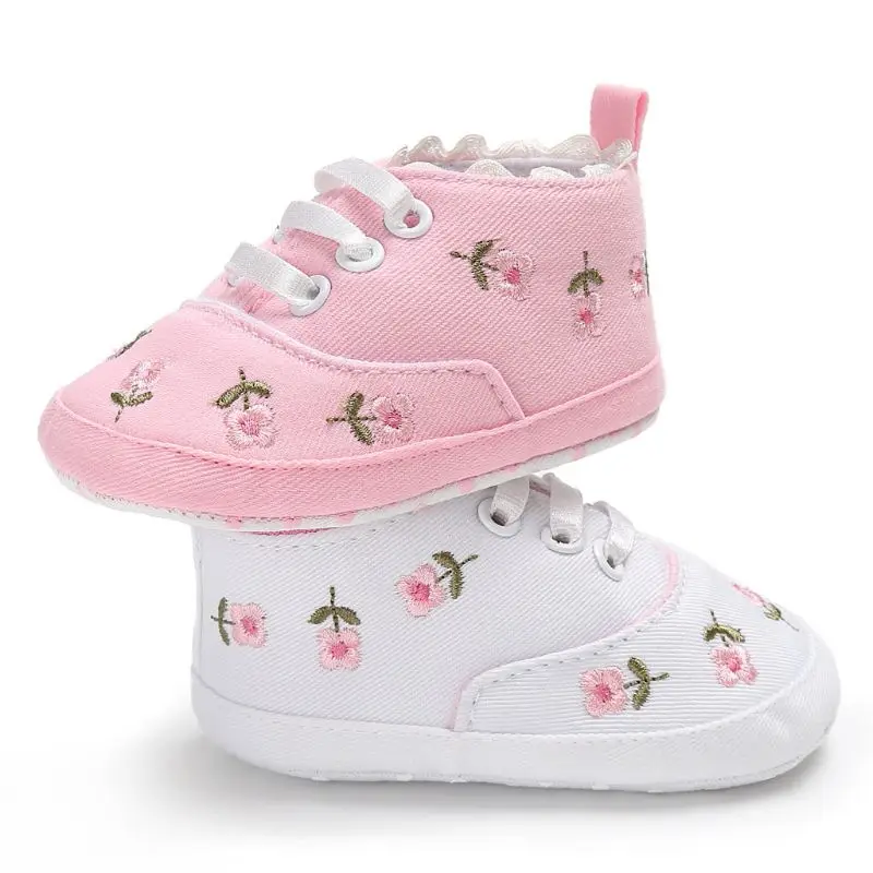 

Baby Girl Shoes White Lace Floral Embroidered Soft Shoes Prewalker Walking Toddler Kids Shoes First Walker