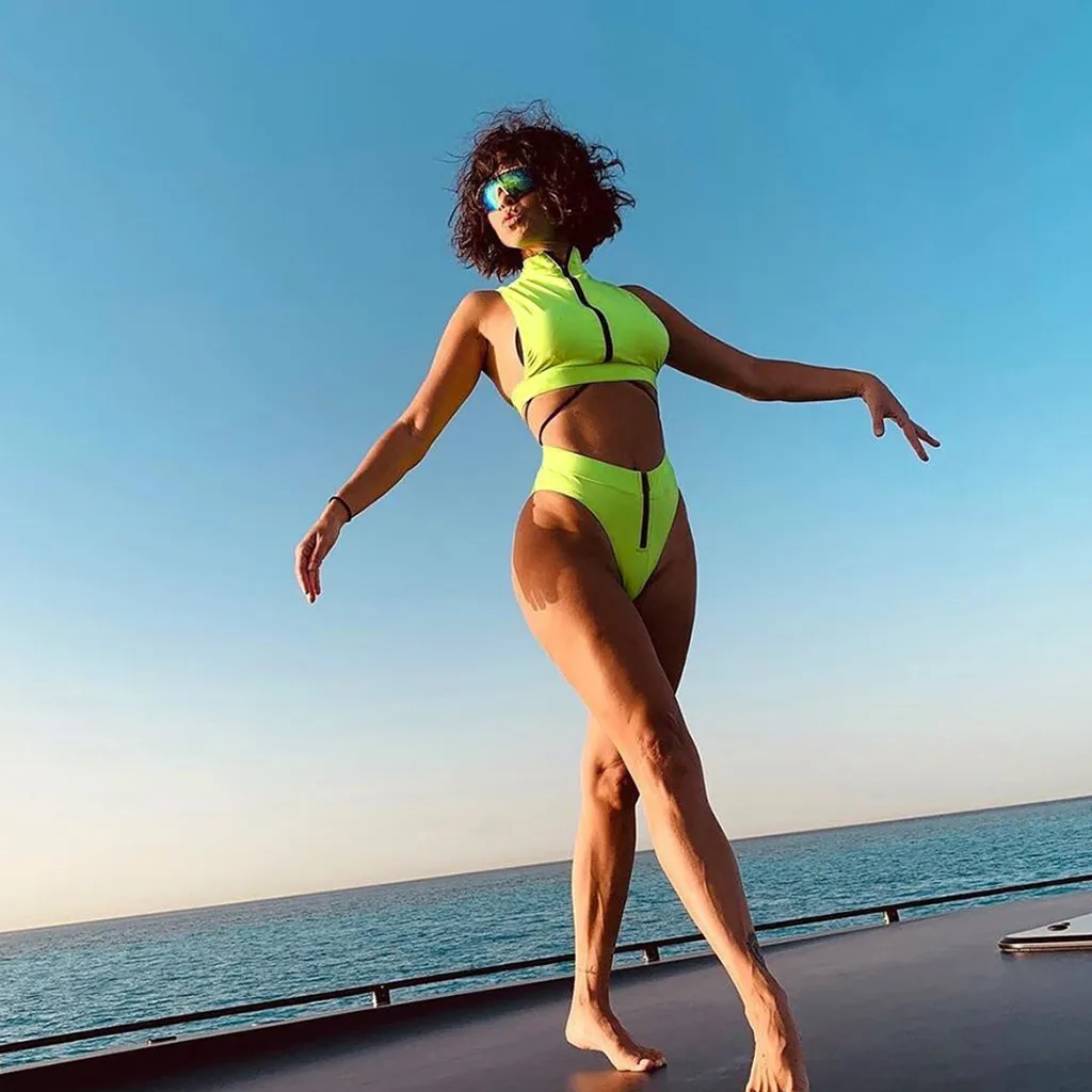 Женский комплект бикини в стиле пэчворк купальник из трех частей бюстгальтер