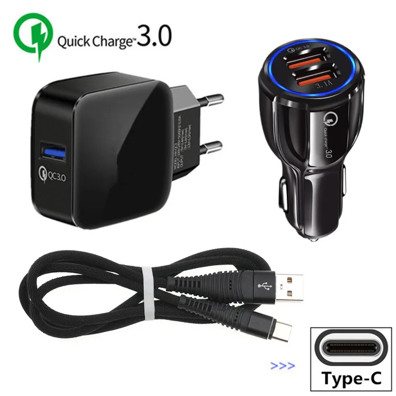 Высокое качество Тип C usb провод QC 3 0 быстрое автомобильное зарядное устройство