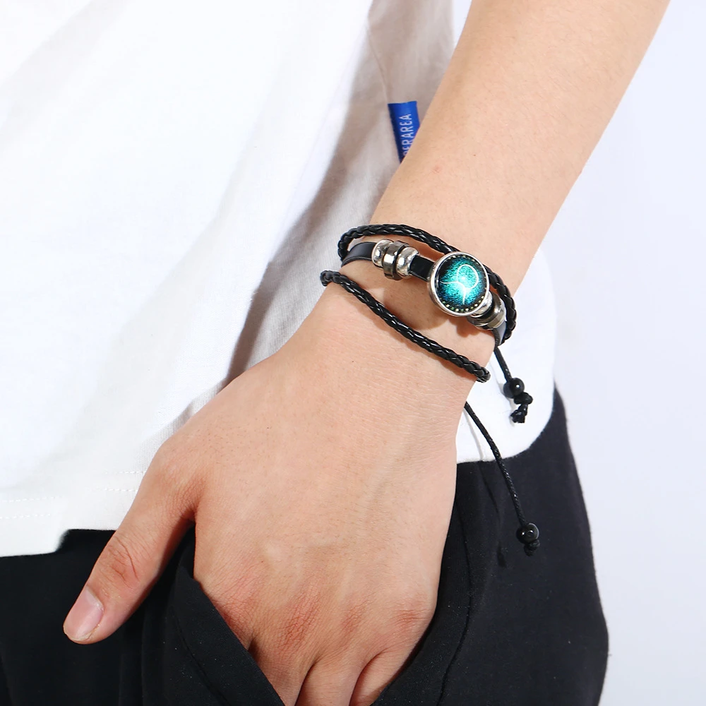 Браслет кожаный унисекс со знаком зодиака |