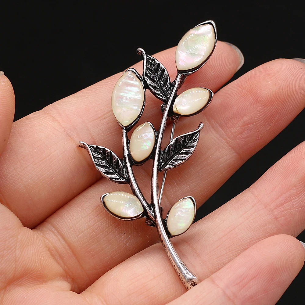 Hot Selling Natural Shell Alloy Pendant Leaf Shape White Abalone DIY Bracelet Necklace Jewelry Accessories 22x55mm | Украшения и