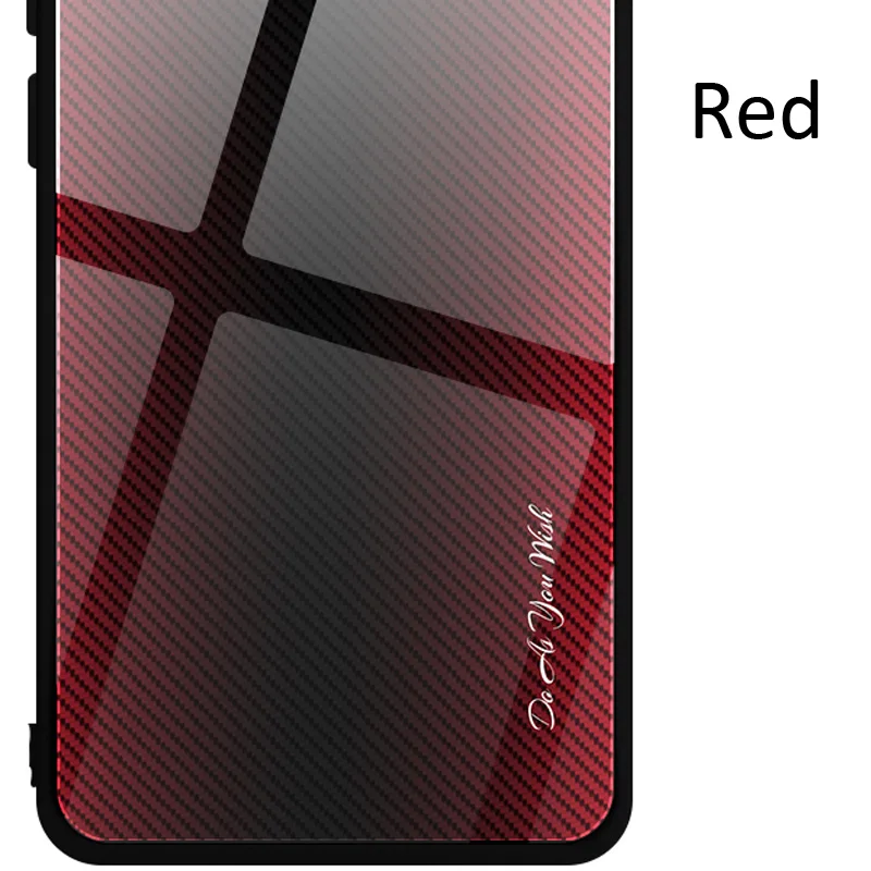 Red Чехол из закаленного стекла с градиентом из углеродного волокна для Xiaomi Redmi Note 8 Pro 8T - Цвет: Red