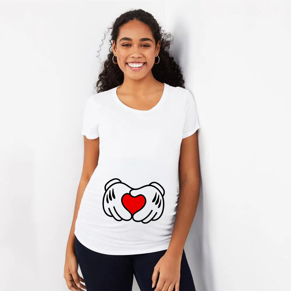 Рубашка для беременных Милая футболка с круглым вырезом и коротким рукавом