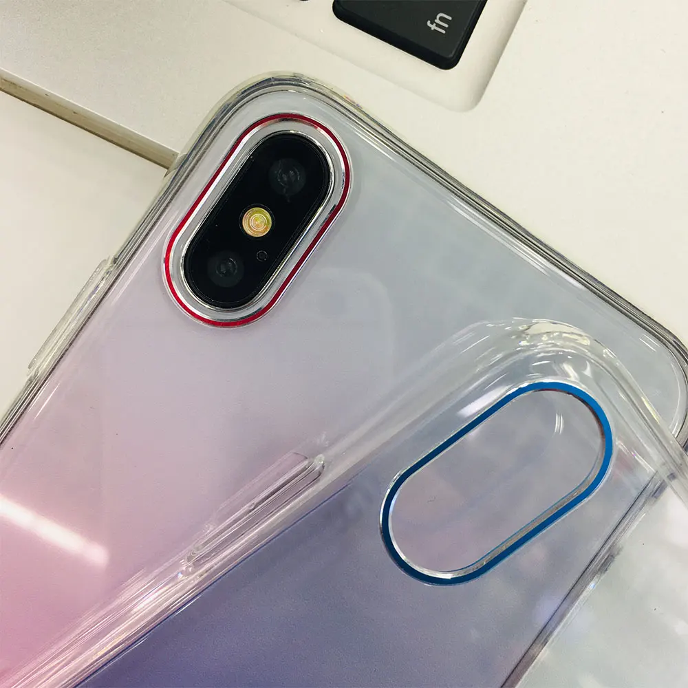 KISSCASE Gradient Colorful Phone Case for iPhone 7 8 6 6S Plus X XR XS Max Metal Lens Protective Tempered Glass Back Cover |