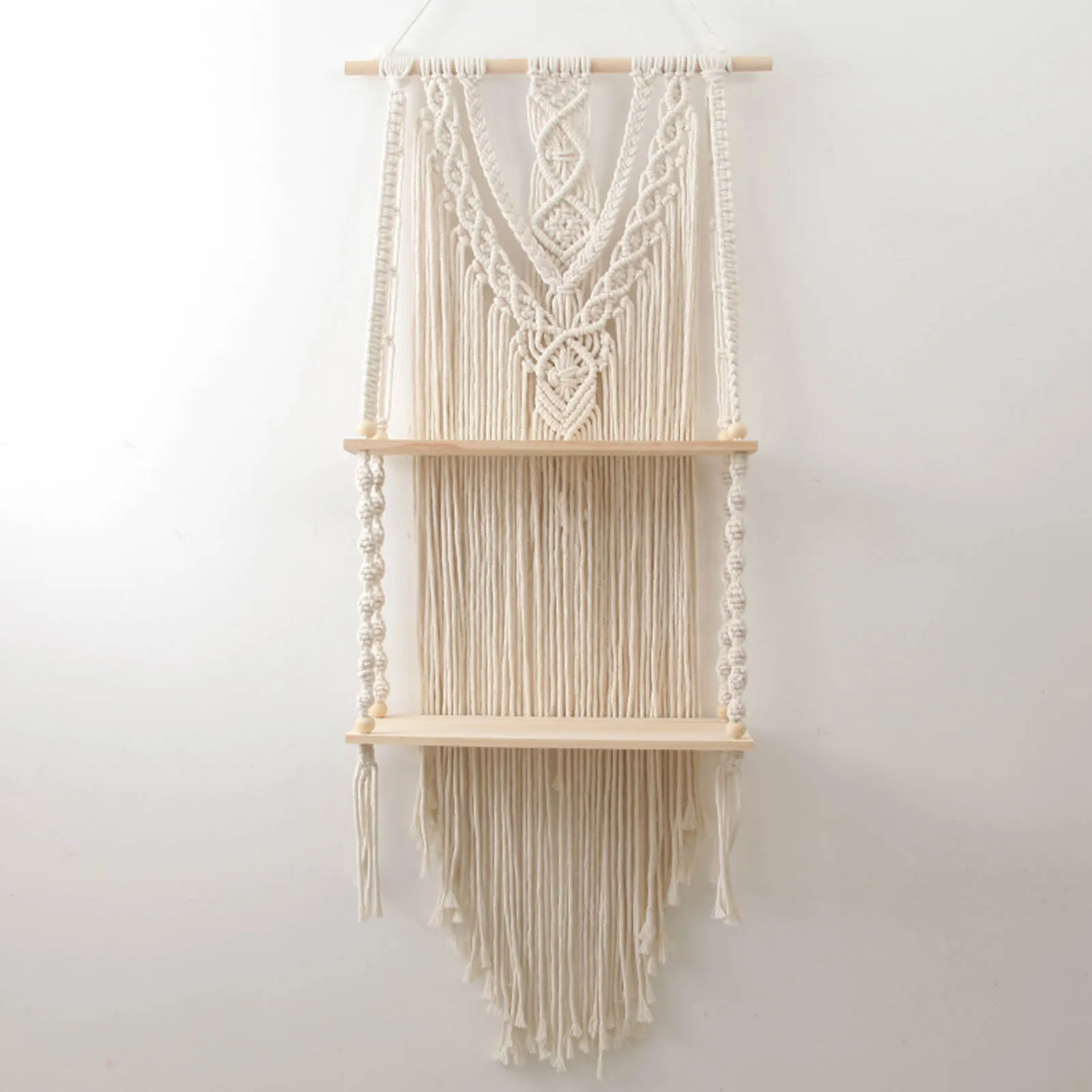 

Simple Nordic Ins Hand-woven Tapestry Bedroom Bedside Living Room Double-layer Shelf Plant Pot Stand Bohemian Art Wall Decor