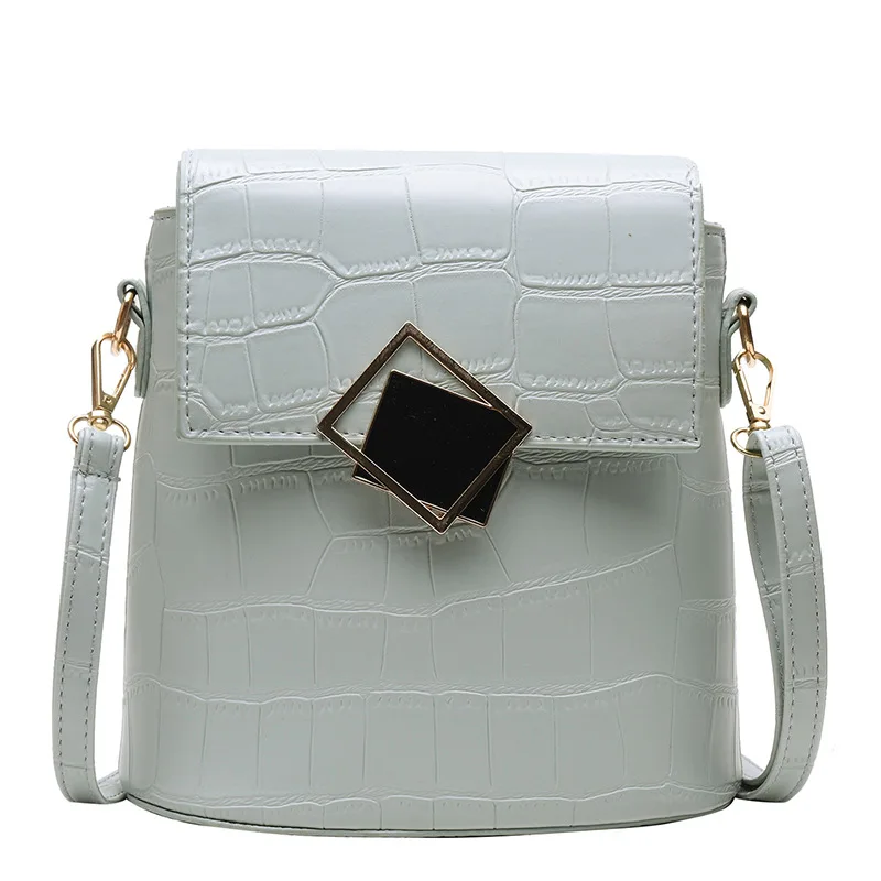 

Popular Bag Women's 2020 New Style Versatile Stone Pattern Textured Shoulder Bag Fashion Bucket Bag handbag