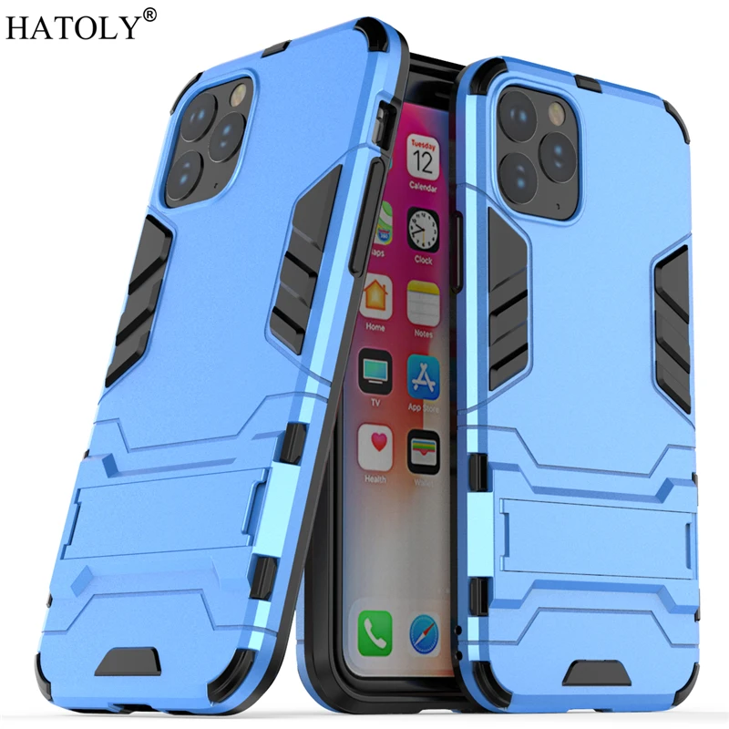 Blue Для iPhone 11 Pro резиновый корпус Робот Бронированный Чехол Жесткий ПК ТПУ задняя крышка телефона для iPhone 11 Pro защитный чехол для iPhone 11 Pro - Цвет: Blue