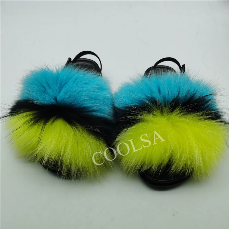 COOLSA Girls New Arrival Fur Slippers Lovely Fluffy Child Fur Slides Toddler Fur Slippers Furry Slides Drop Shipping Kids Shoes