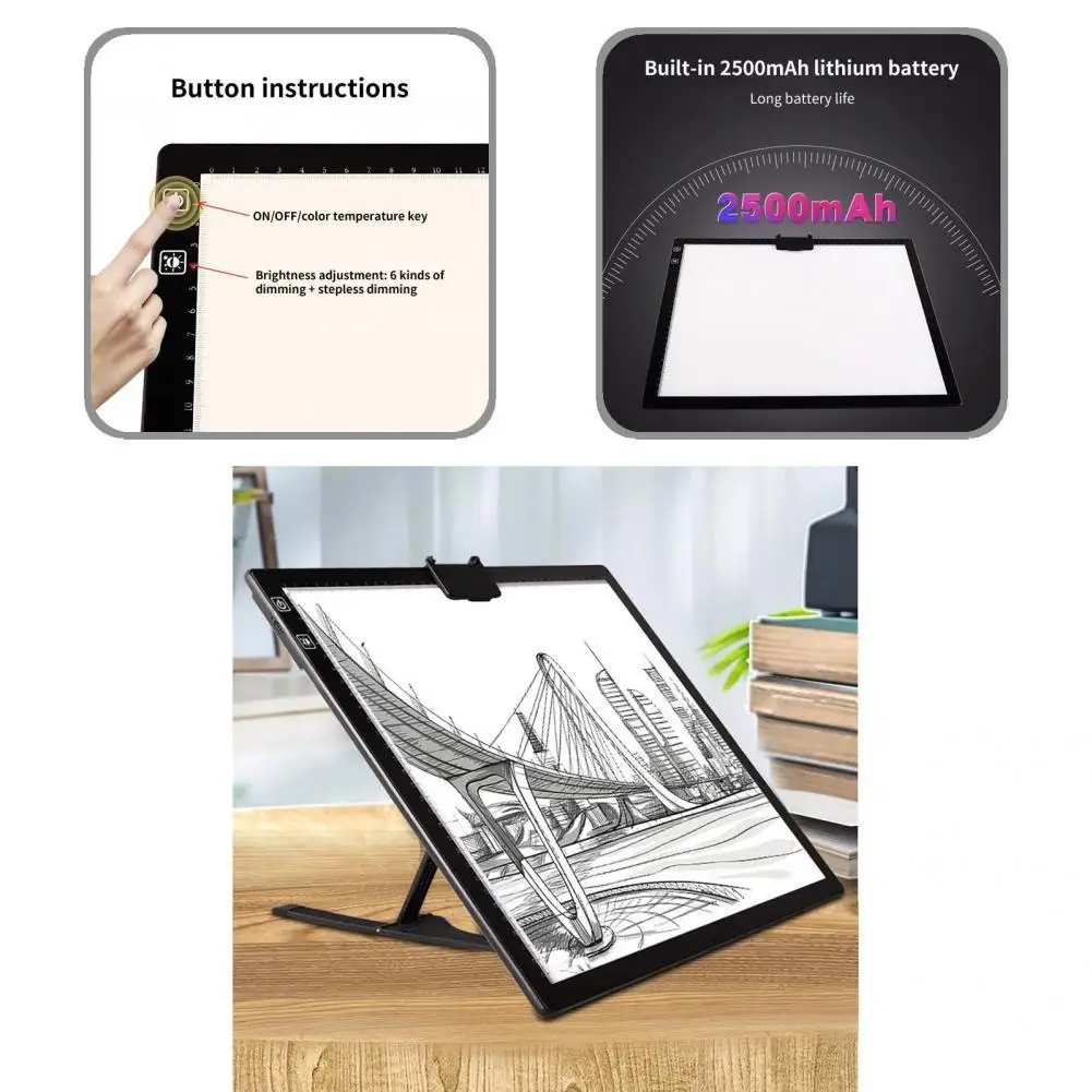 

Painting Tool Useful A3 LED Artcraft Tracing Copy Board with Scale LED Drawing Table Rechargeable for Animation