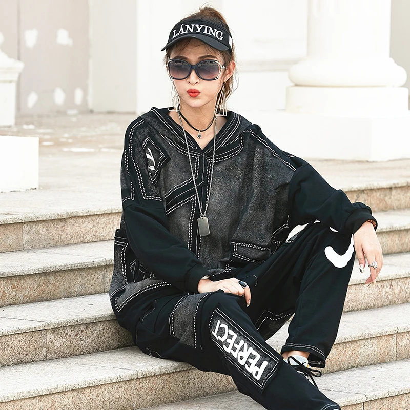 Max LuLu Роскошные Корейские осенние женские панк топы и штаны для женщин деним