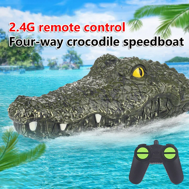 

CONUSEA RC Boat Simulation Crocodile Head 2.4G Remote Control Joke Alligator Decoy Electric Toys Summer Water Spoof Toys gift