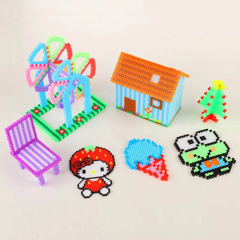 Juego de cuentas hama de juguete para ni&ntilde;os, caja de 24/72 colores, 2,6/5mm, perler educativo, rompecabezas 3D, diy, bloques de construcci&oacute;n, l&aacute;minas de papel de planchado-3
