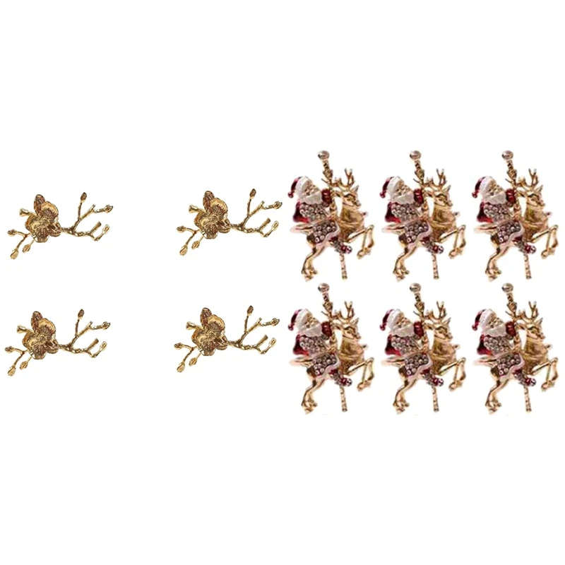

10Pcs Christmas Reindeer Napkin Buckle Upscale Restaurant Hotel Table Set Santa Napkin Ring Napkin Ring