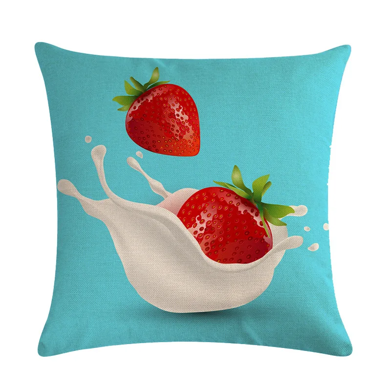 Мультфильм лимон клубника молока льняная Подушка для стула домашний диван