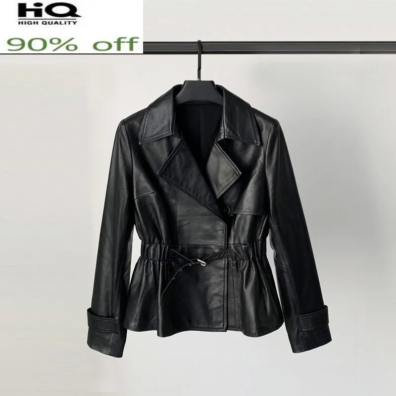 Genuine Leather Jacket Women Spring 2022 Short Sheepskin Coat Female Biker Coats and Jackets Chaquetas Para Mujer Pph4342