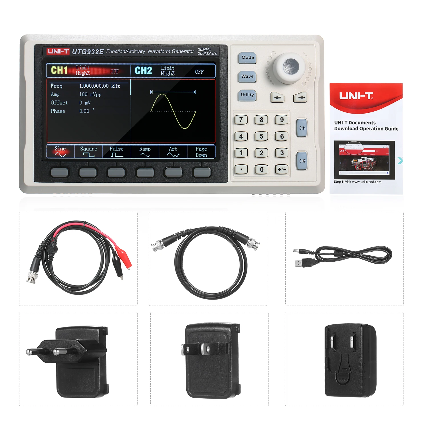 UNI-T Function/Arbitrary Waveform Generator 30MHz DDS Dual Channel Signal Counter 200MSa/s Frequency Sine | Инструменты