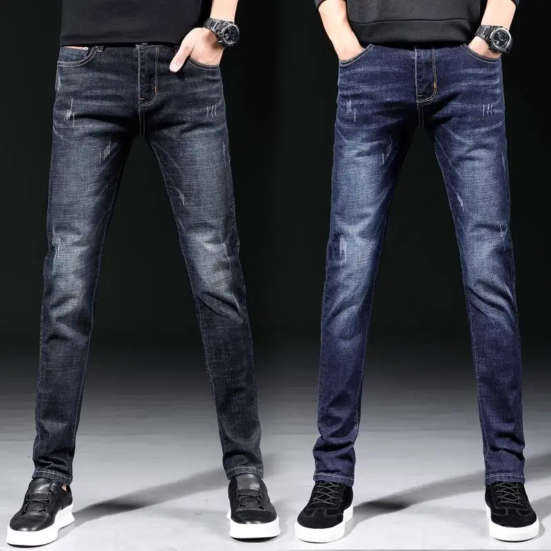 

Men's Locomotive Jeans Embroidery Trousers Male Ripped Denim Pants